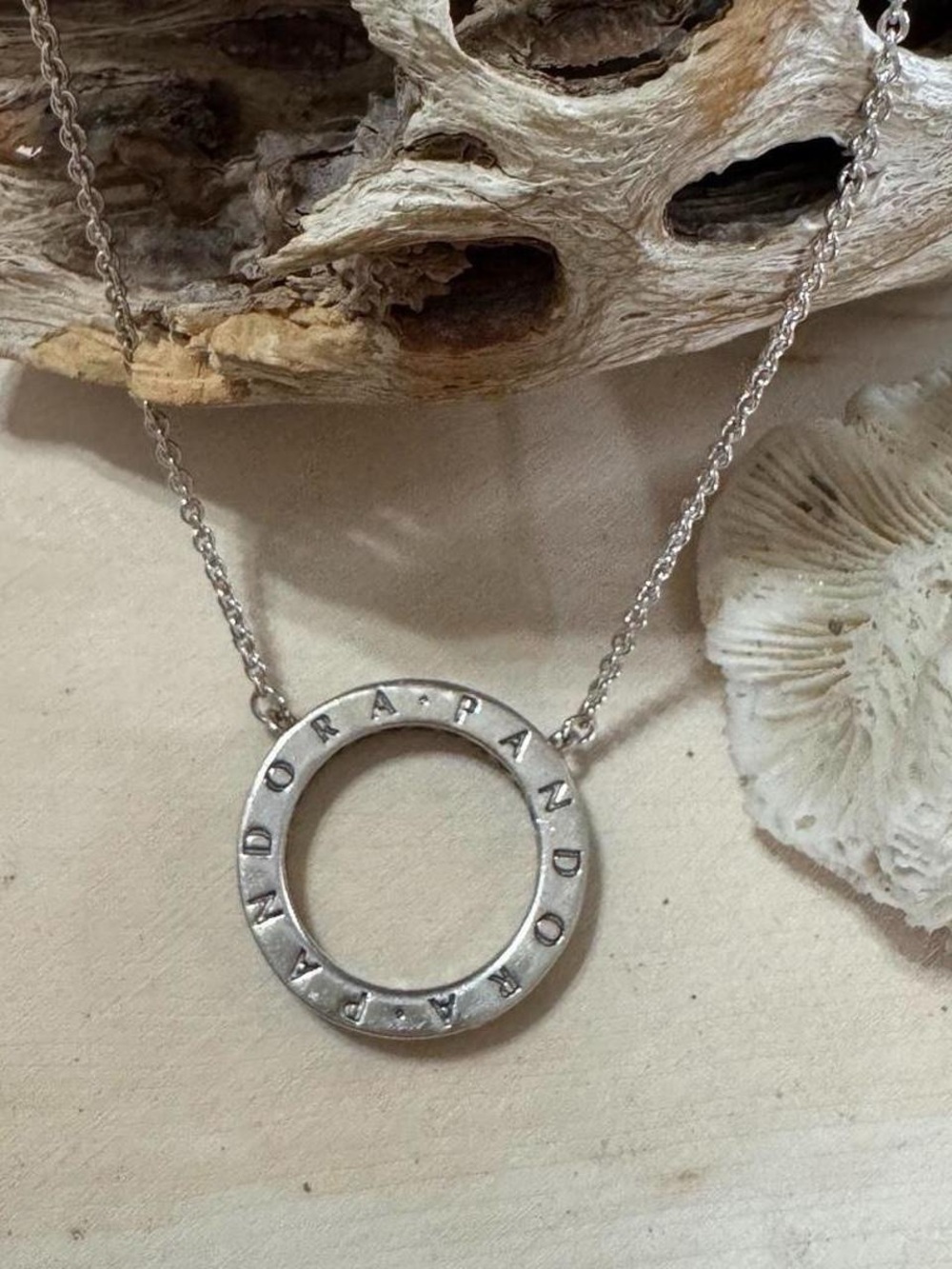 925 Sterling Silver Hearts of Pandora CZ Logo Necklace 590514CZ